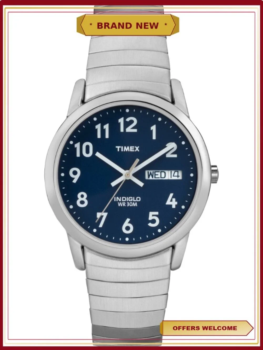 Timex Easy Reader Day-Date Expansion Band Watch Men's Casual
